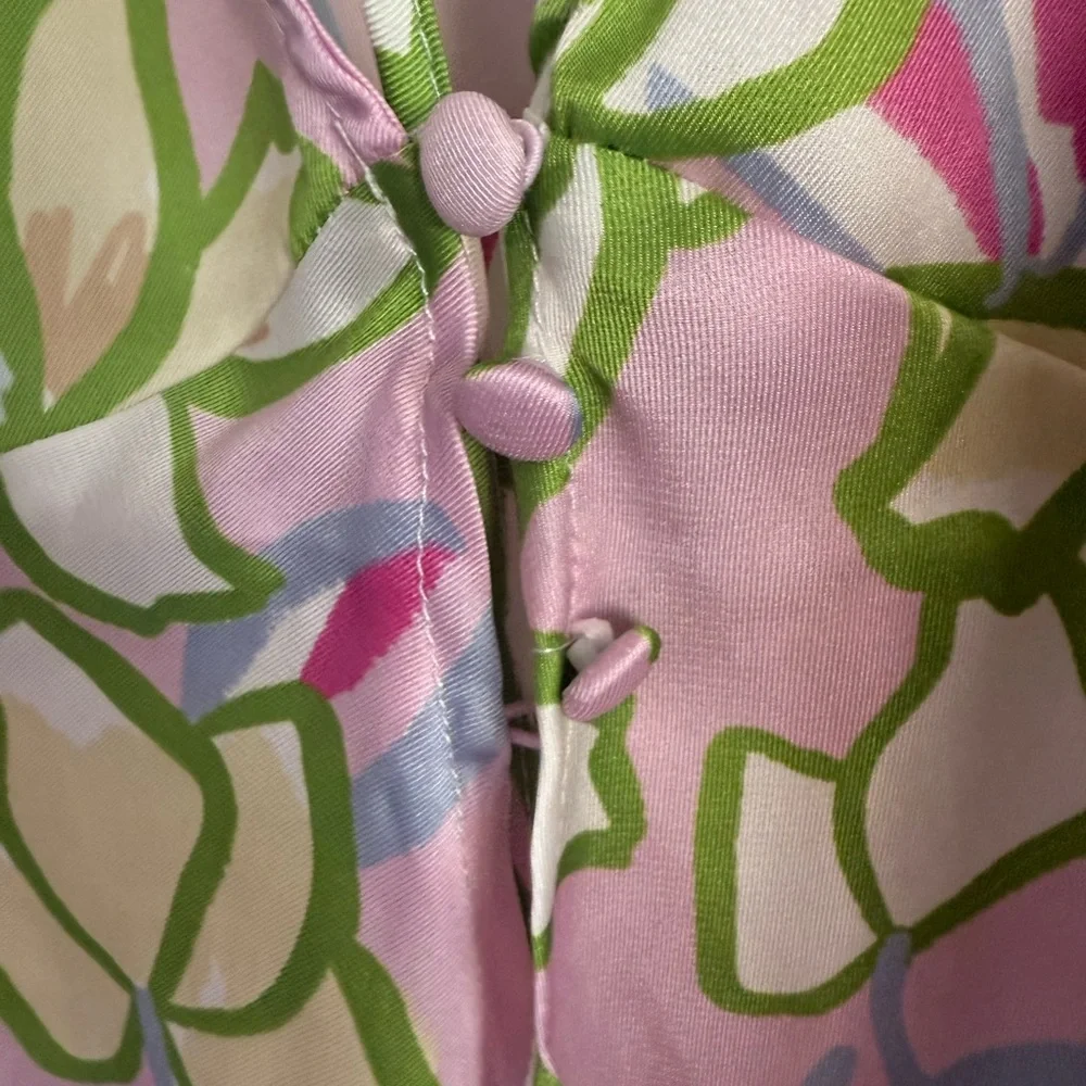 ASOS Design Floral Ruched Sleeve Pink and Green Blouse Size 14 - Picture 4 of 6